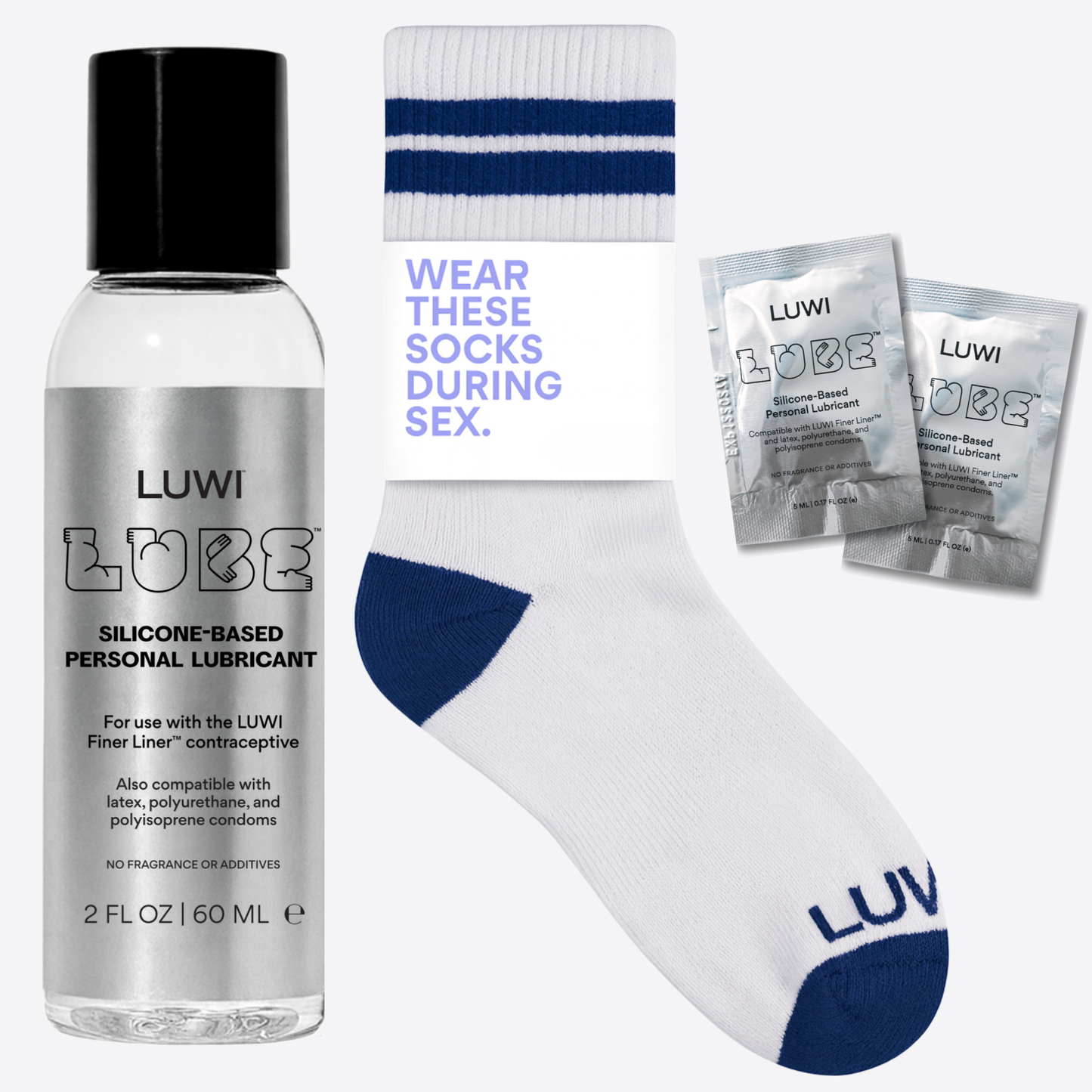 LUWI Lovers Bundle (Lube Bottle, Sex Socks, & Lube Littles)
